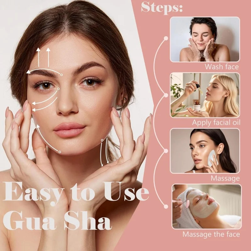 2Pcs Face & Neck Roller Massage Kit with Gua Sha Board