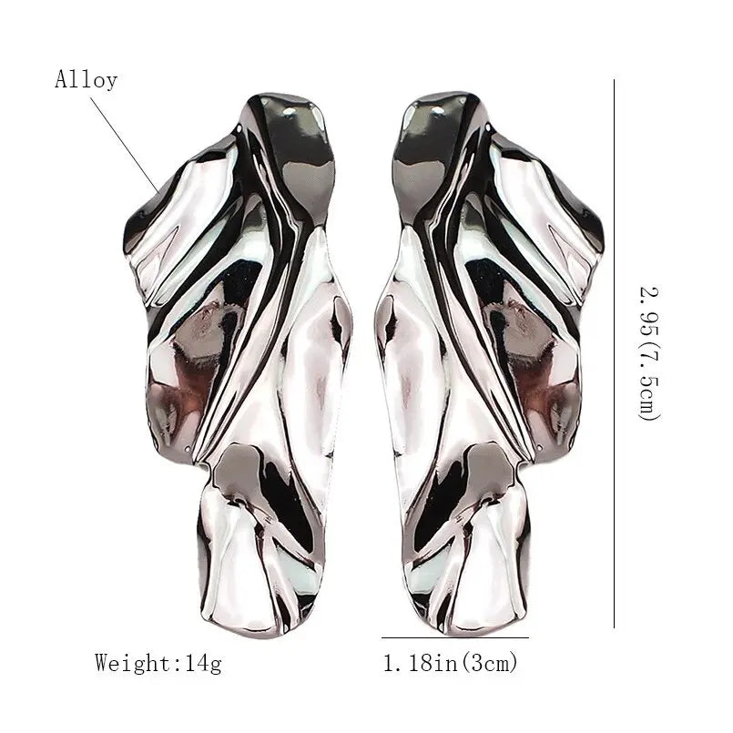 Punk Vintage Irregular Geometric Big Sequin Stud Earrings