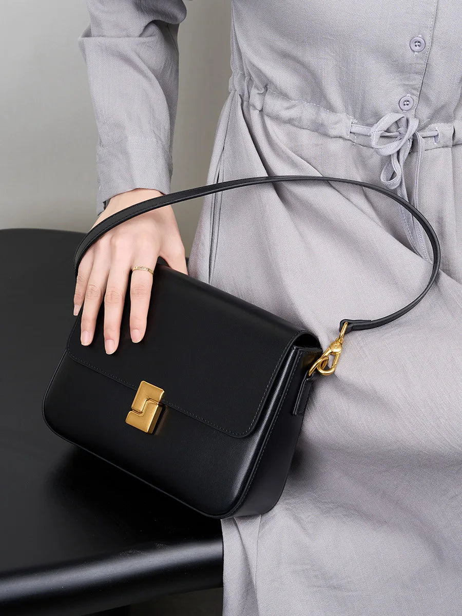 100% Split Leather Women’s Small Square Shoulder Bag