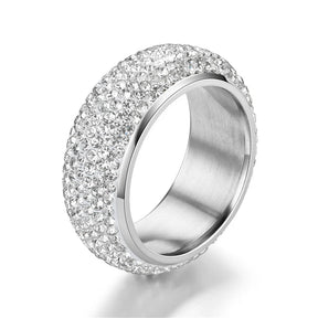 Hip Hop Iced Out Arc Circle Ring Gold/Silver Stainless Steel