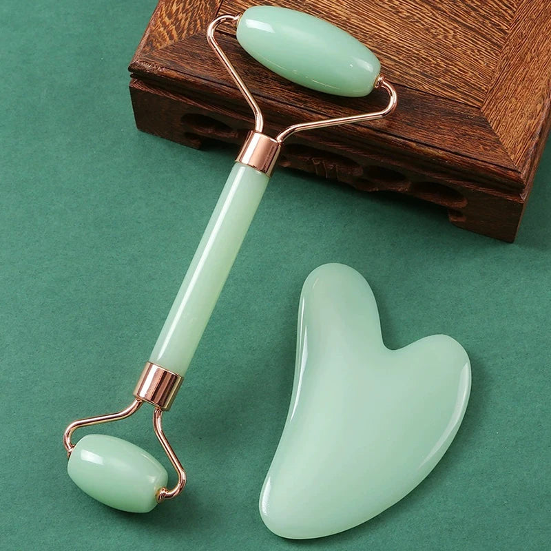 2Pcs Face & Neck Roller Massage Kit with Gua Sha Board