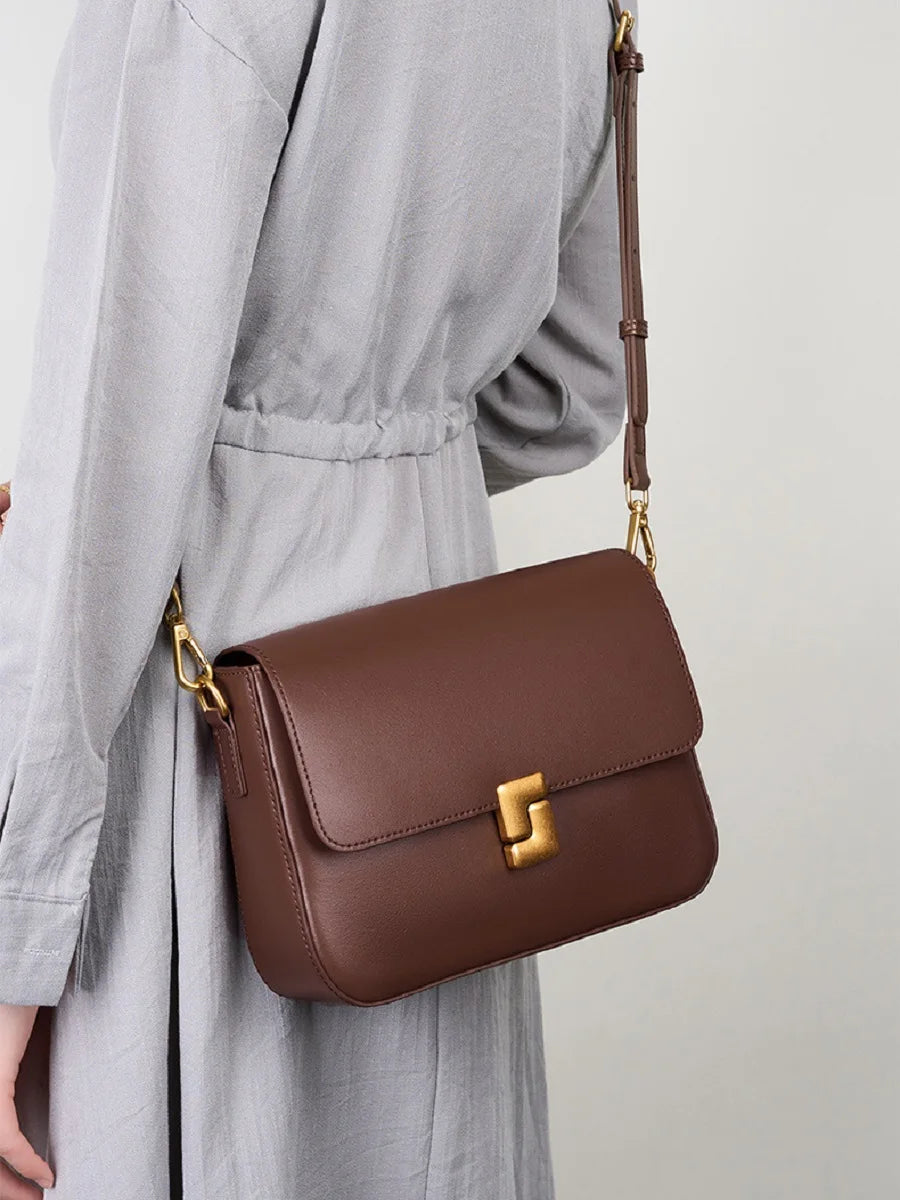 100% Split Leather Women’s Small Square Shoulder Bag