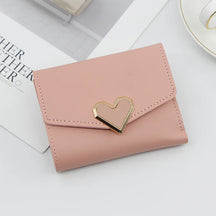 Korean Women’s Heart-Shaped 3-Fold Wallet with Card Slots