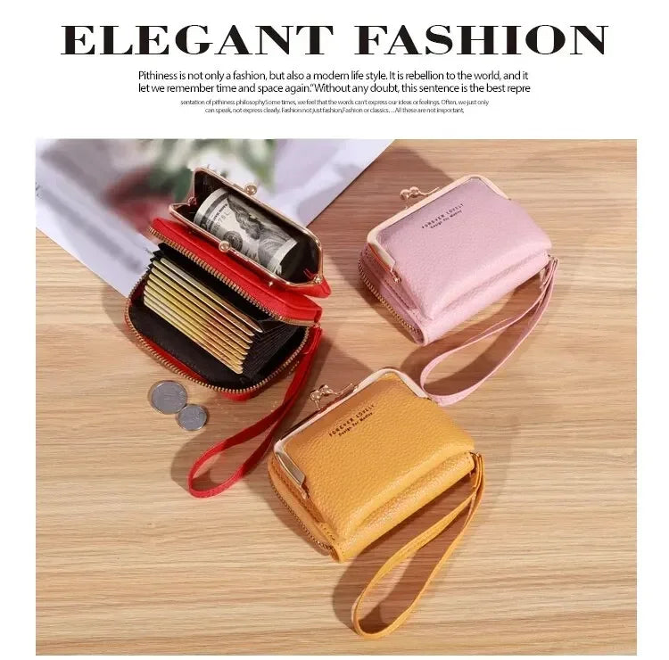 Korean Women’s Short PU Three-Fold Wallet with Card Holder