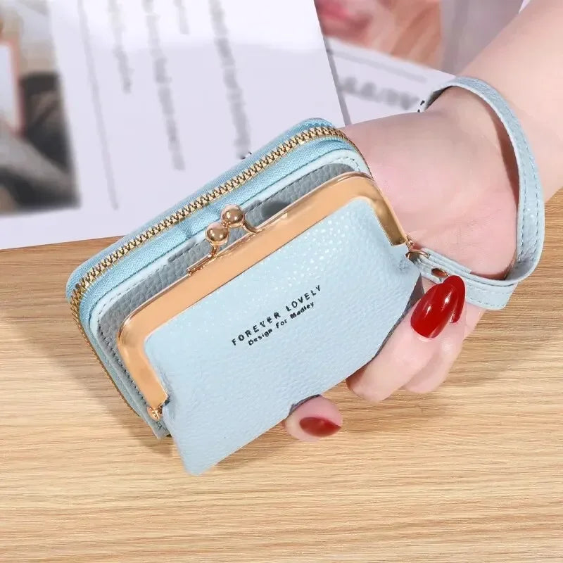 Korean Women’s Short PU Three-Fold Wallet with Card Holder