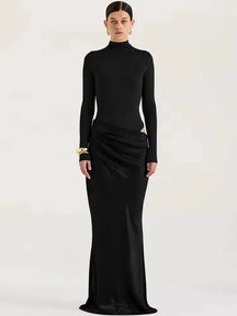 JULISSA MO Patchwork Satin One Shoulder Maxi Dress