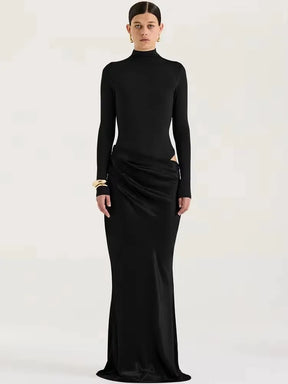 JULISSA MO Patchwork Satin One Shoulder Maxi Dress