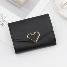 Korean Women’s Heart-Shaped 3-Fold Wallet with Card Slots