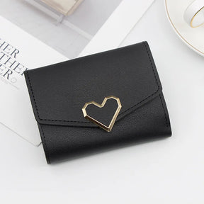 Korean Women’s Heart-Shaped 3-Fold Wallet with Card Slots