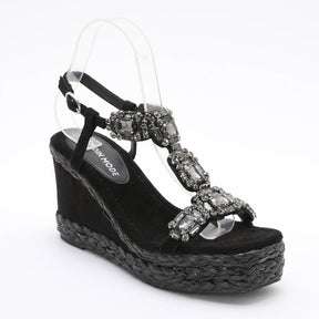 Trendin Mode Women's Velvet High Wedge Sandals 10cm Heel