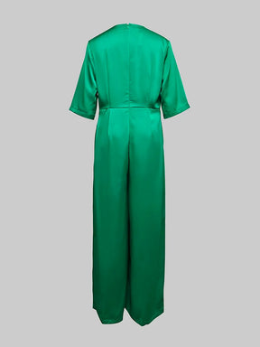 Gymystars 2025 Summer Elegant Deep V-neck Green Jumpsuit