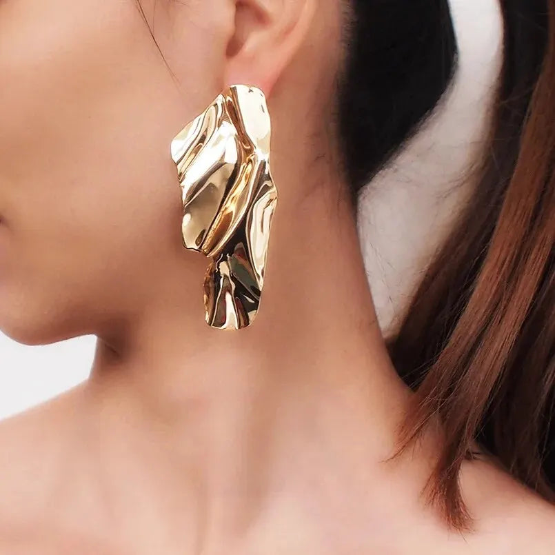 Punk Vintage Irregular Geometric Big Sequin Stud Earrings