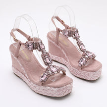 Trendin Mode Women's Velvet High Wedge Sandals 10cm Heel