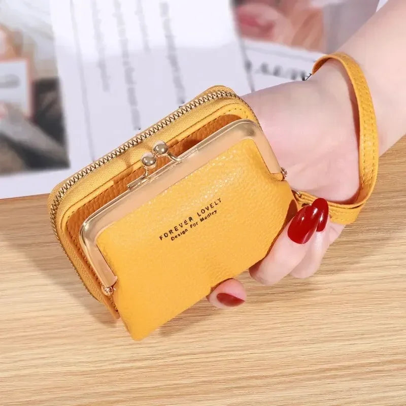 Korean Women’s Short PU Three-Fold Wallet with Card Holder