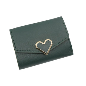 Korean Women’s Heart-Shaped 3-Fold Wallet with Card Slots
