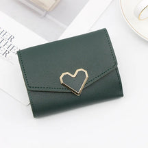 Korean Women’s Heart-Shaped 3-Fold Wallet with Card Slots