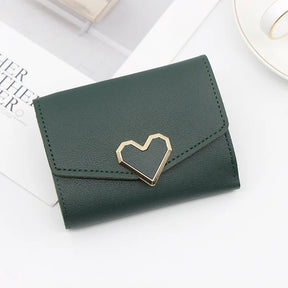 Korean Women’s Heart-Shaped 3-Fold Wallet with Card Slots