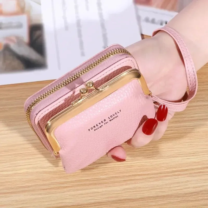Korean Women’s Short PU Three-Fold Wallet with Card Holder
