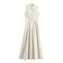 MUJER Zipper Pleated Sleeveless Bodycon Midi Dress