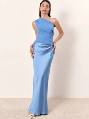 JULISSA MO Patchwork Satin One Shoulder Maxi Dress