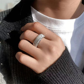 Hip Hop Iced Out Arc Circle Ring Gold/Silver Stainless Steel