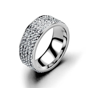 Hip Hop Iced Out Arc Circle Ring Gold/Silver Stainless Steel