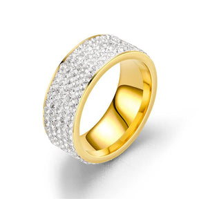 Hip Hop Iced Out Arc Circle Ring Gold/Silver Stainless Steel
