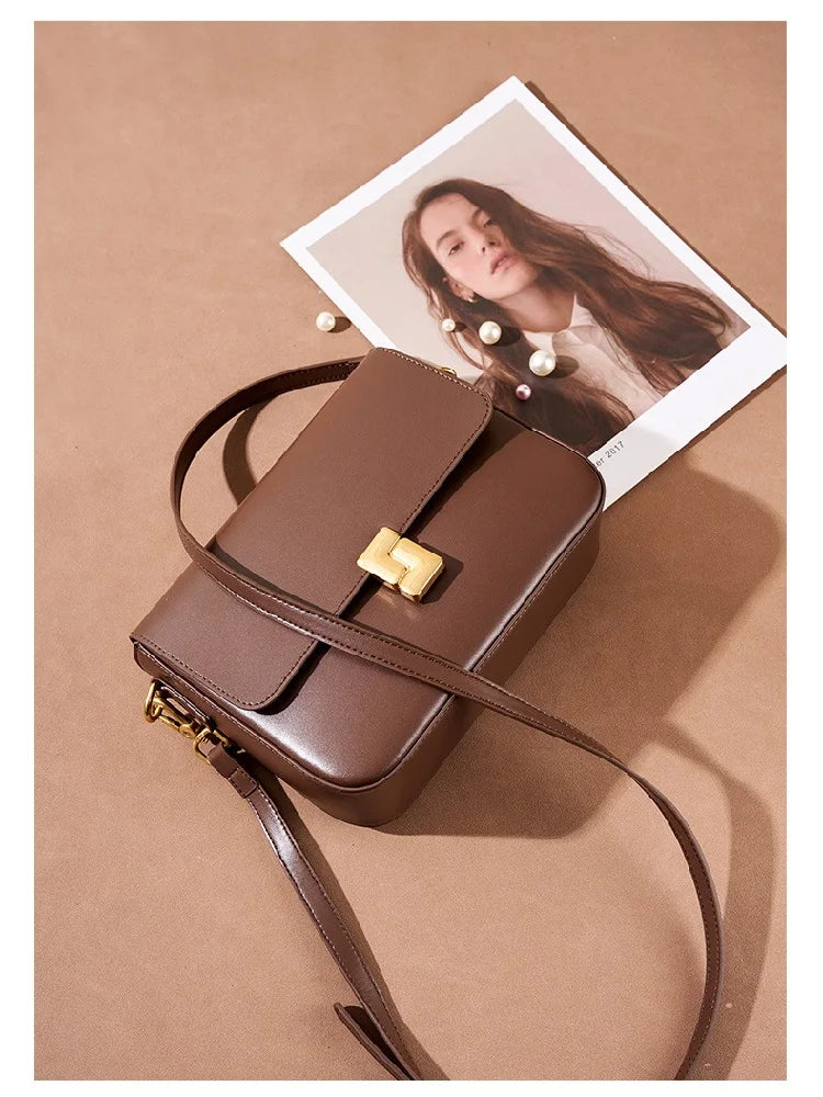 100% Split Leather Women’s Small Square Shoulder Bag