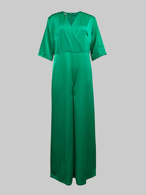 Gymystars 2025 Summer Elegant Deep V-neck Green Jumpsuit