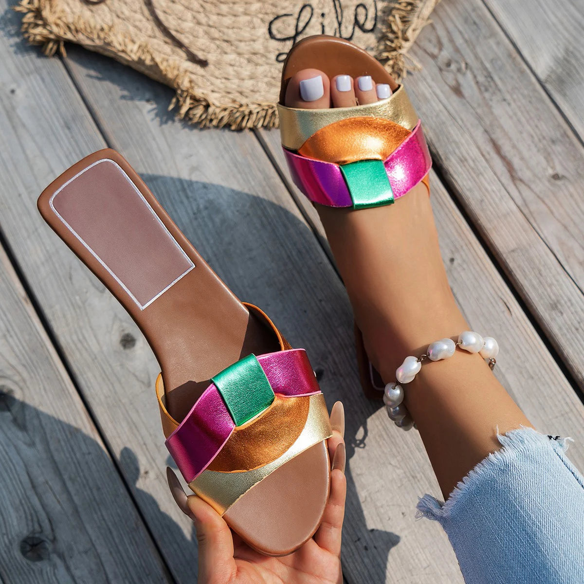 Summer Designer Women's Solid Color Fashion Slipper