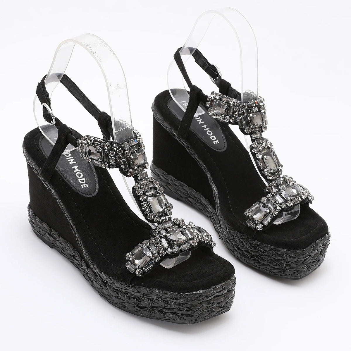 Trendin Mode Women's Velvet High Wedge Sandals 10cm Heel