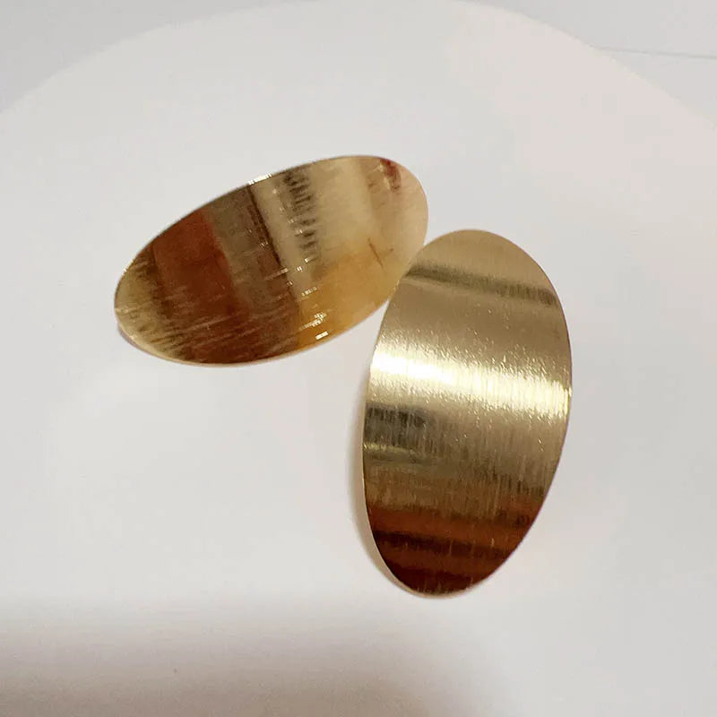 Exaggerated Metal Oval Brushed Texture Retro Fashion Stud Earrings