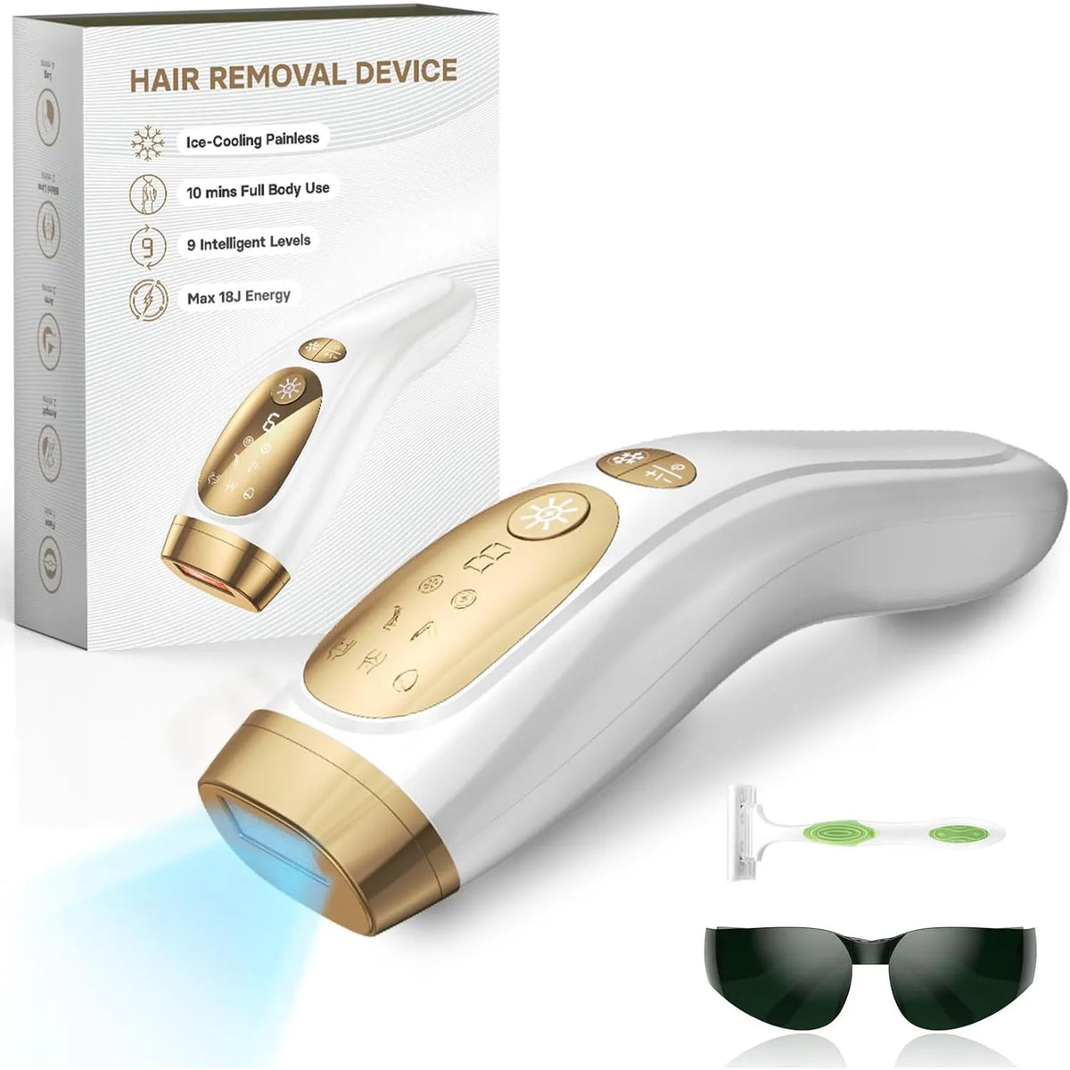 IPL Hair Removal Laser with 9 Gears & Ice-Cooling for Men & Women