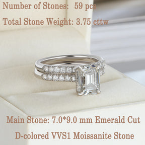 Newshe 2pcs 925 Sterling Silver Certified Moissanite Rings Set for Women