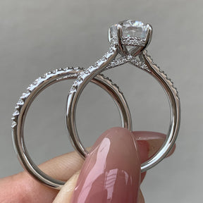 Newshe 2pcs 925 Sterling Silver Certified Moissanite Rings Set for Women