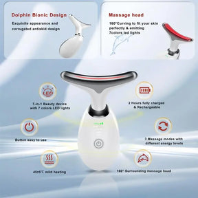 7-Color LED Facial & Neck Massager for Skin Tightening