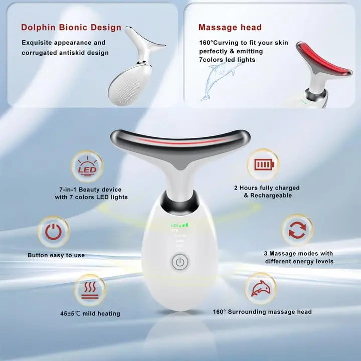 7-Color LED Facial & Neck Massager for Skin Tightening