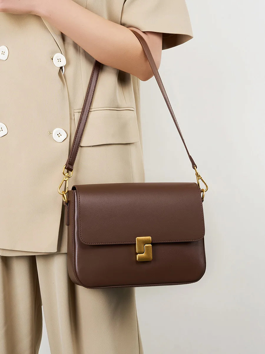 100% Split Leather Women’s Small Square Shoulder Bag
