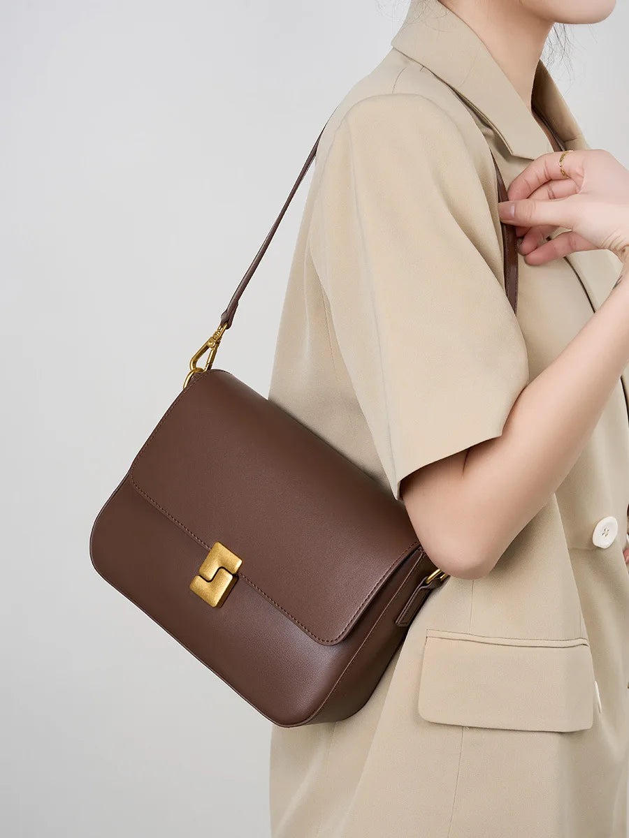 100% Split Leather Women’s Small Square Shoulder Bag