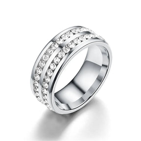 Hip Hop Iced Out Arc Circle Ring Gold/Silver Stainless Steel