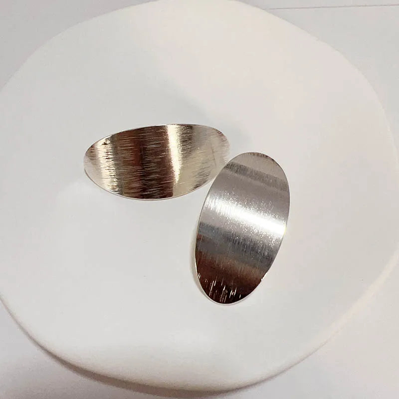 Exaggerated Metal Oval Brushed Texture Retro Fashion Stud Earrings