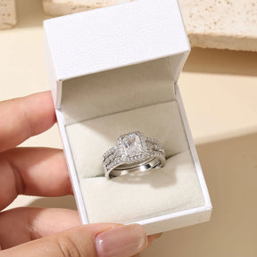 2Pcs GRA Certified Moissanite Radian Cut Wedding Rings Set