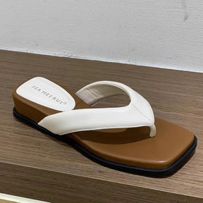 Summer Square Head Open Toe Non-Slip Flat Slippers