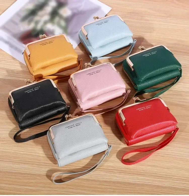 Korean Women’s Short PU Three-Fold Wallet with Card Holder