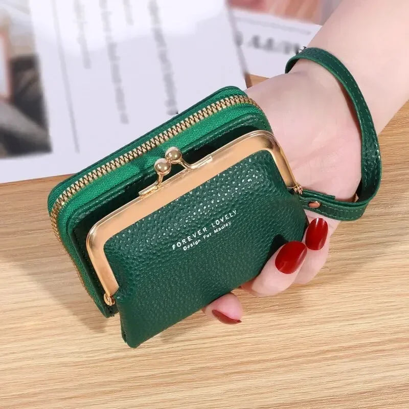 Korean Women’s Short PU Three-Fold Wallet with Card Holder
