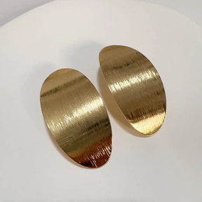 Exaggerated Metal Oval Brushed Texture Retro Fashion Stud Earrings