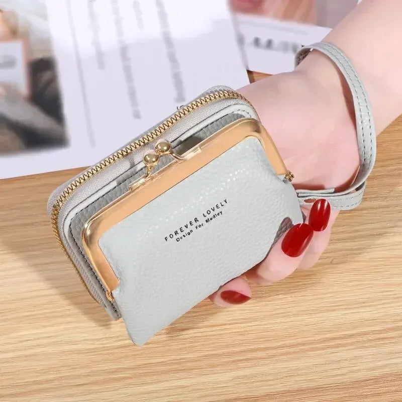 Korean Women’s Short PU Three-Fold Wallet with Card Holder