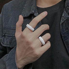 Hip Hop Iced Out Arc Circle Ring Gold/Silver Stainless Steel
