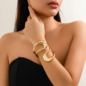 Punk Classic Geometric Twisted Open Bangles for Women