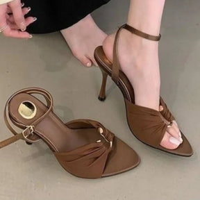2025 Summer Solid Color Thin Strap Stiletto Sandals